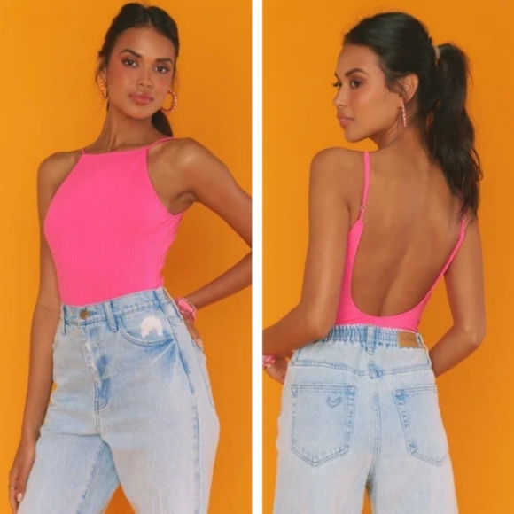Show Me Your MuMu Tops - EUC Show Me Your MuMu Portia Bodysuit Vibrant Pink Adjustable Straps Size Small